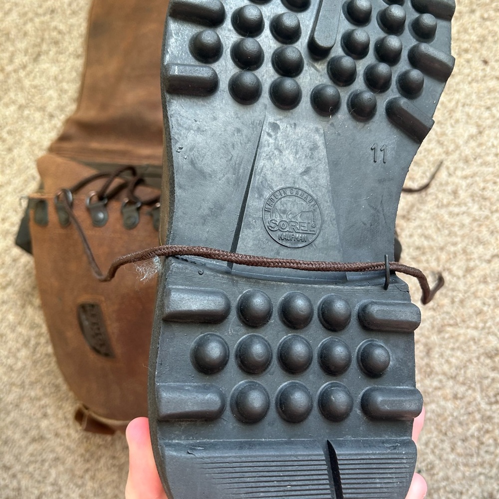 Sorel Boots Men's 11 Maverick Brown Leather Winter Waterproof Tall Duck Lace Up - Picture 12 of 14